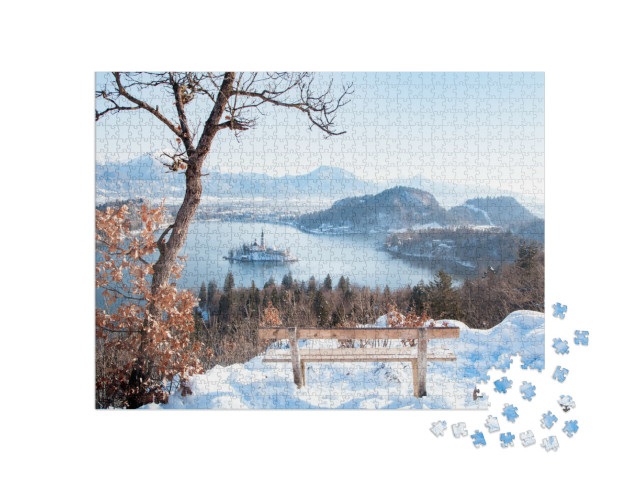 Puzzle 1000 Teile „Blick auf den berühmten Bleder See mit der Insel Bled, Slowenien“