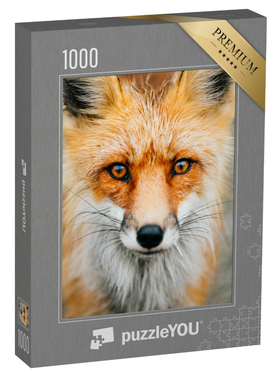 Puzzle 1000 Teile „Nahaufnahme: aufmerksamer kleiner Wildfuchs“