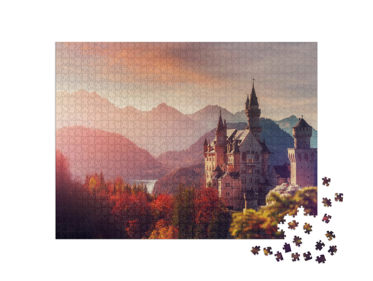 Puzzle 1000 Teile „Majestätisches Schloss Neuschwanstein, Bayern, Deutschland“