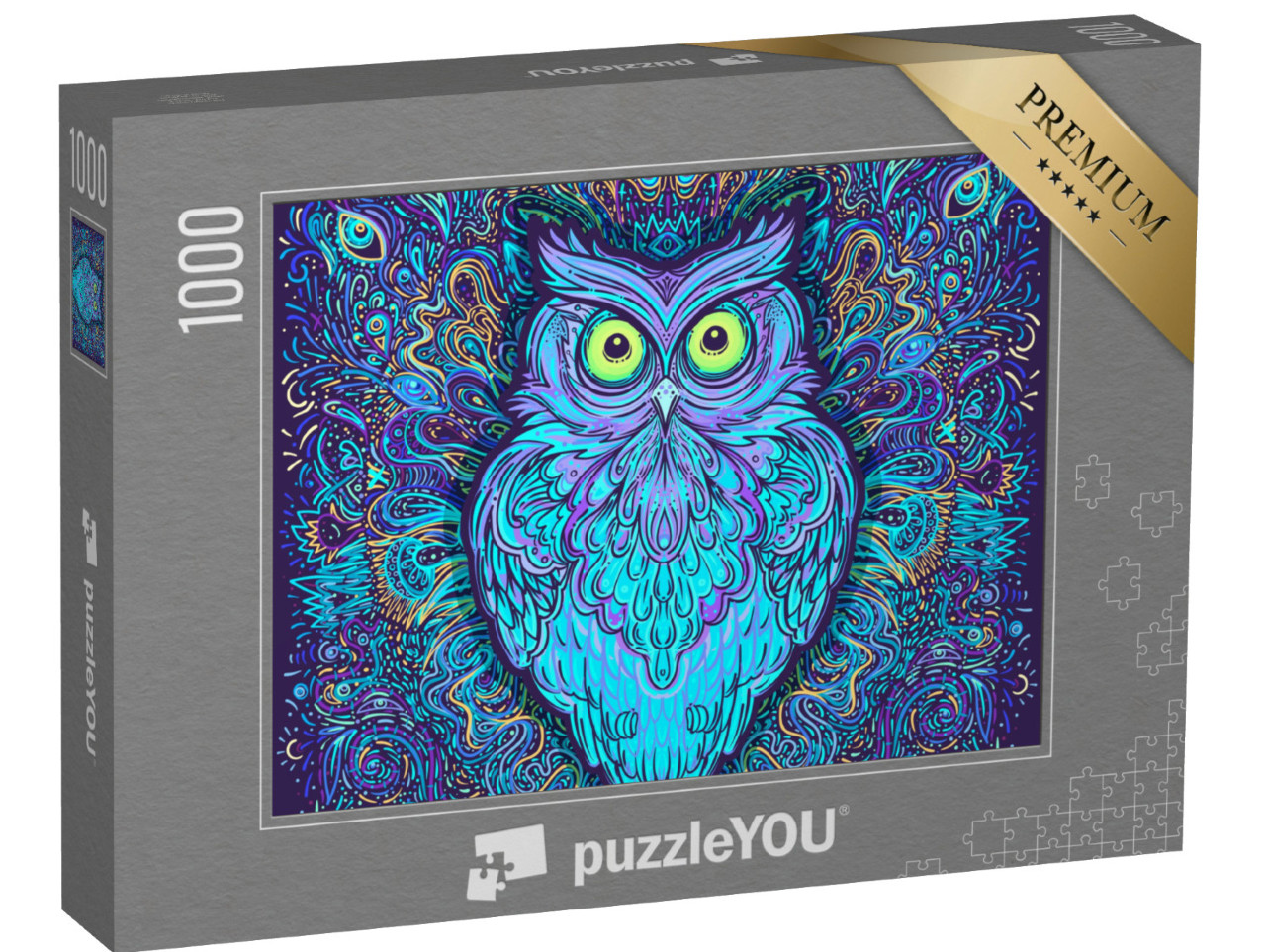 Puzzle 1000 Teile „Abstrakte Eule und psychedelische Muster“