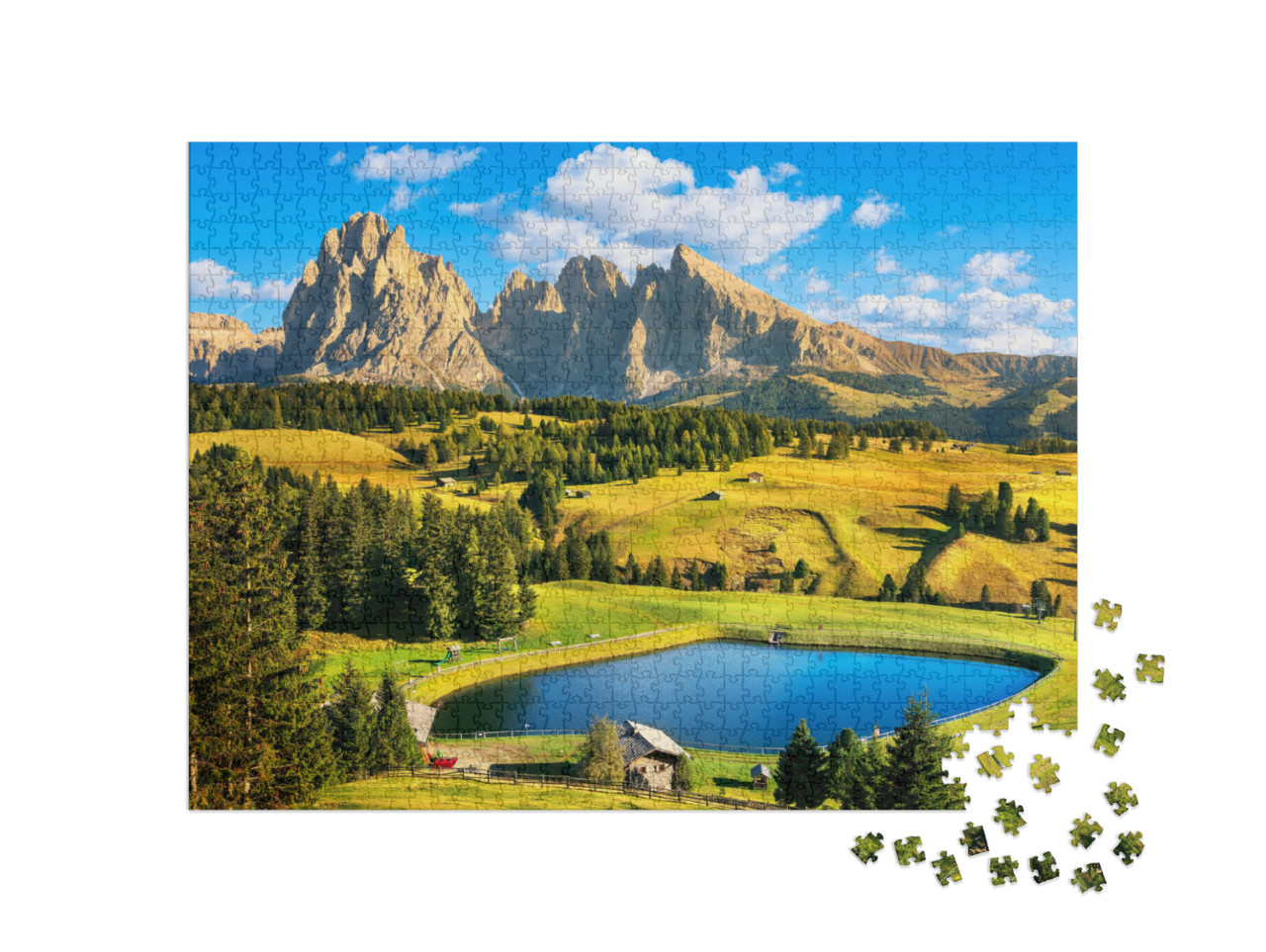 Puzzle 1000 Teile „Seiser Alm in den Dolomiten“