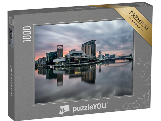 Puzzle 1000 Teile „Ruhiger Morgen über den Salford Quays, Manchester“