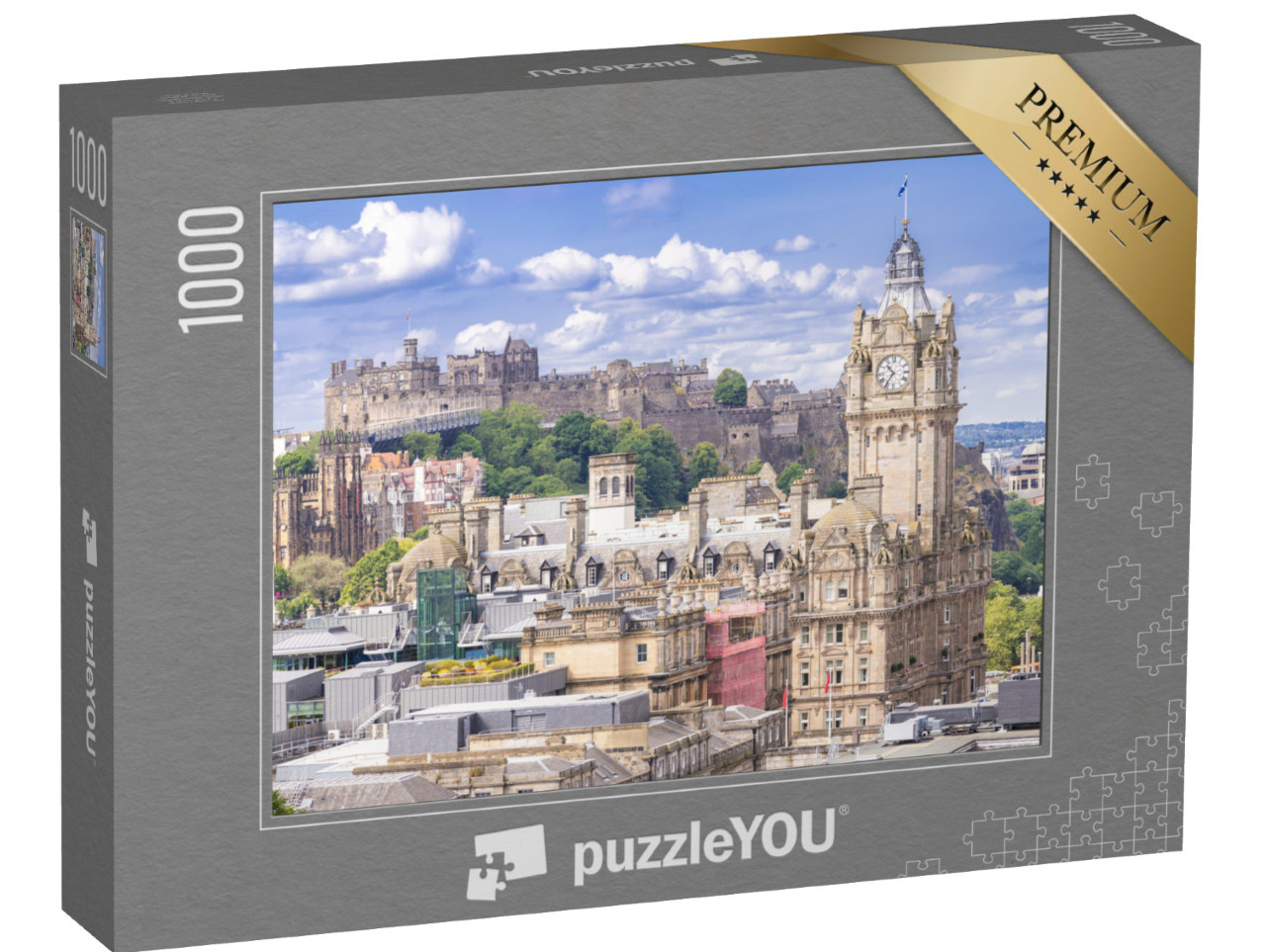 Puzzle 1000 Teile „Edinburgh Castle mit Stadtbild von Calton Hill, Edinburgh, Schottland“