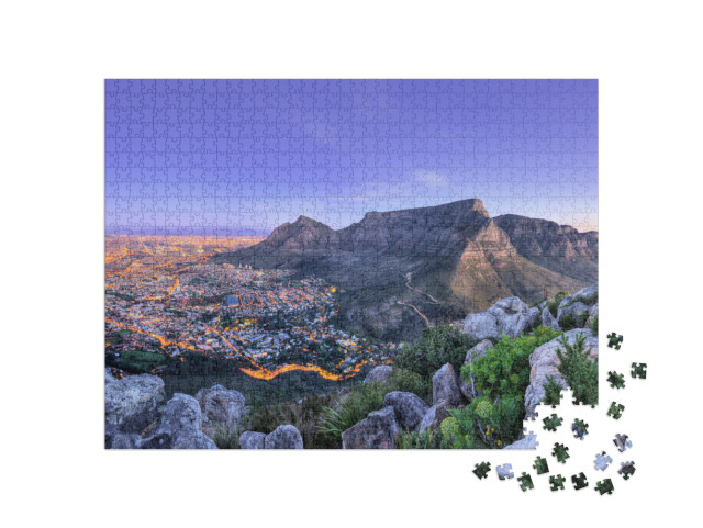 Puzzle 1000 Teile „Schöner Ausblick auf Kapstadt, die Berge und das Meer in Südafrika“