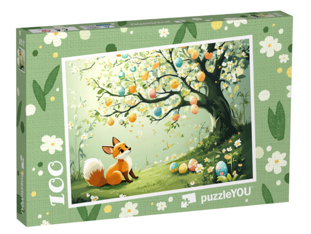 Puzzle 100 Teile „Der kleine Fuchs am Osterbaum“