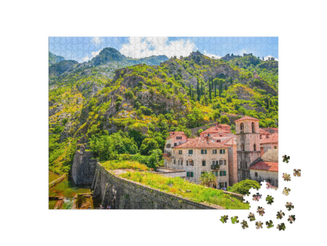 Puzzle 1000 Teile „Wunderschön gelegene Altstadt von Kotor, Montenegro“