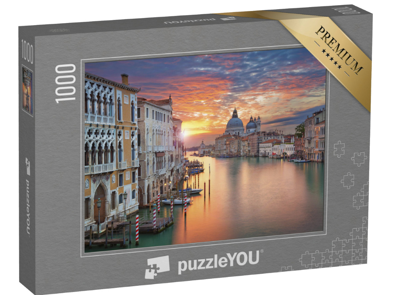Puzzle 1000 Teile „Venedig. Bild des Canal Grande in Venedig, mit der Basilika Santa Maria della Salute im Hintergrund“
