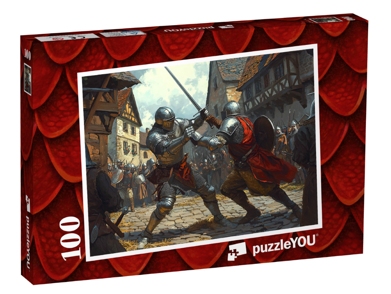 Puzzle 100 Teile „Schwertkampf der Ritterhelden“