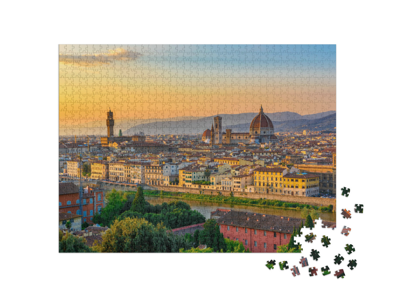Puzzle 1000 Teile „Sonnenuntergang über Florenz“