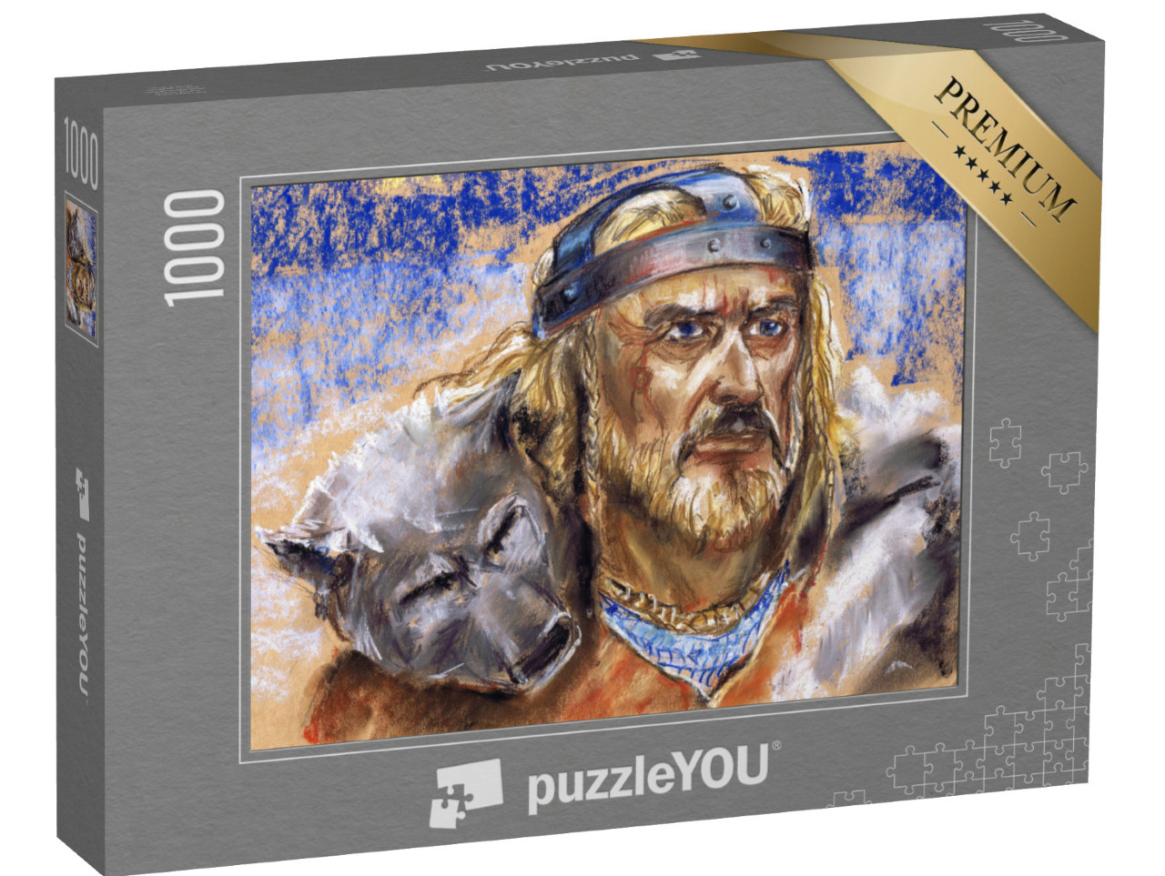 Puzzle 1000 Teile „Illustration: Kriegerhalbgott der Vikinger“