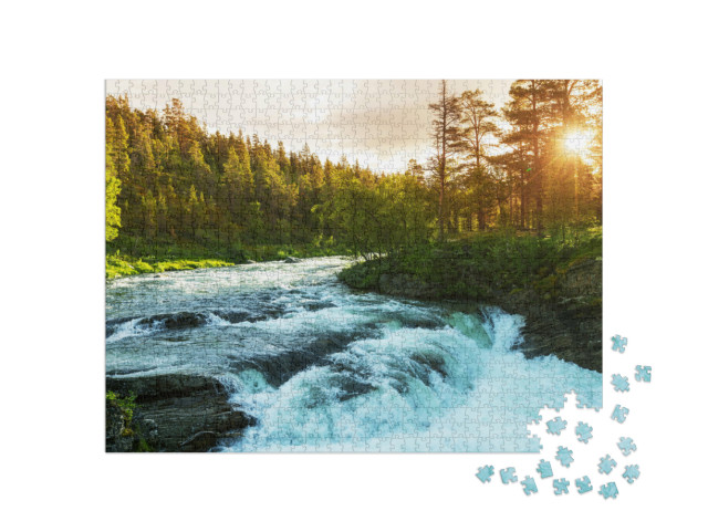 Puzzle 1000 Teile „Wilder Fluss in Norwegen“