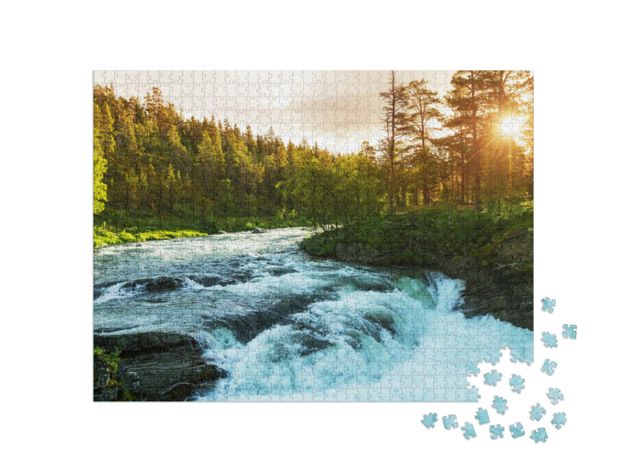 Puzzle 1000 Teile „Wilder Fluss in Norwegen“