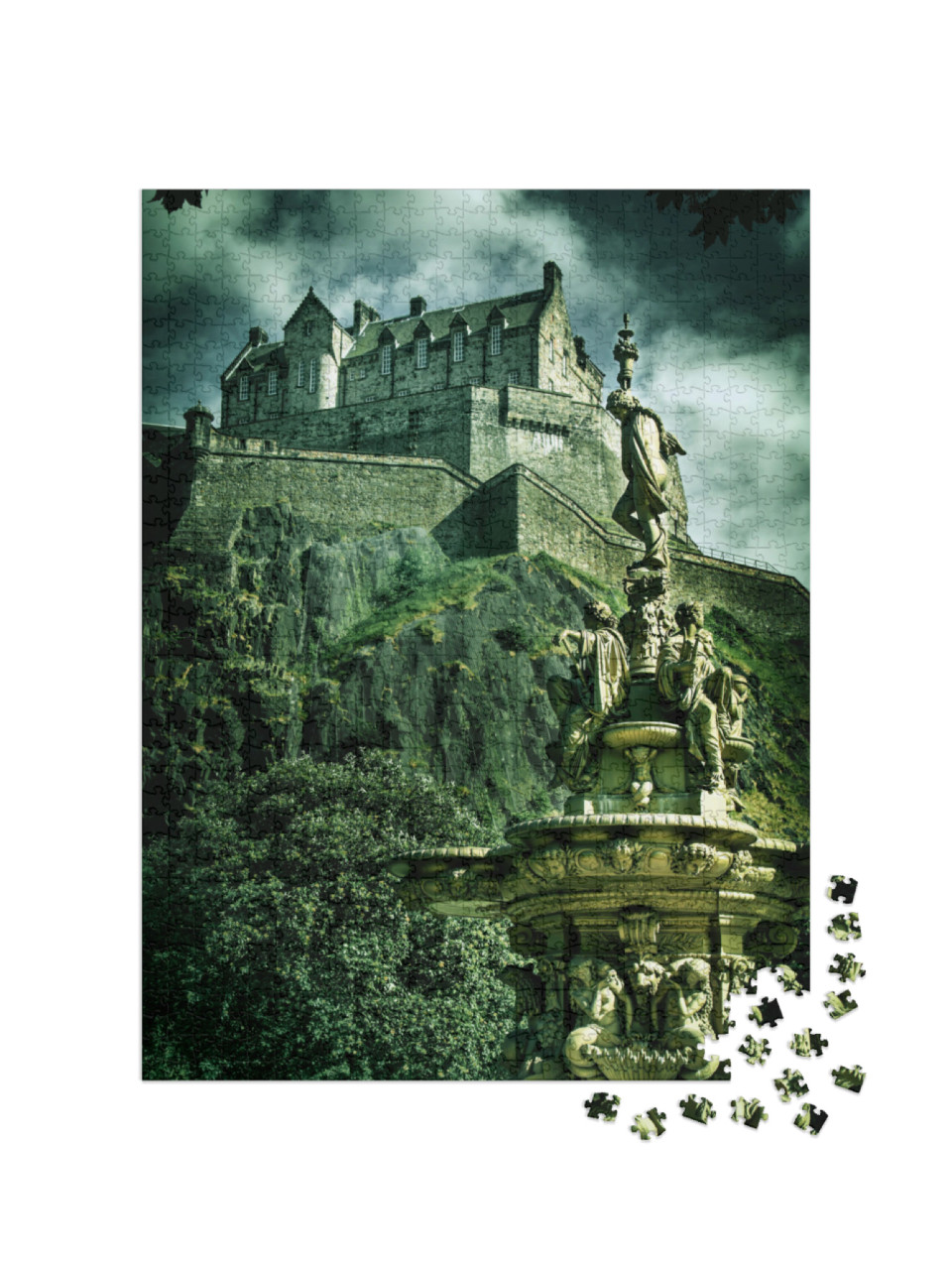 Puzzle 1000 Teile „Aufnahme von Edinburgh Castle, Vintage-Look“