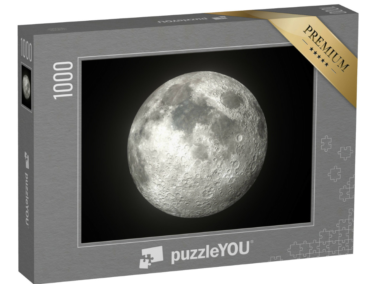 Puzzle 1000 Teile „Leuchtender Mond vor schwarzem Hintergrund“