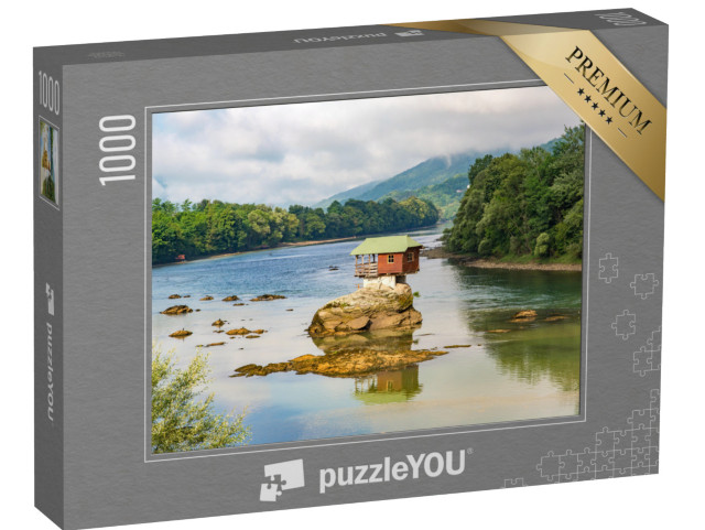 Puzzle 1000 Teile „Haus im Fluss Drina bei Bajina Basta, Serbien“
