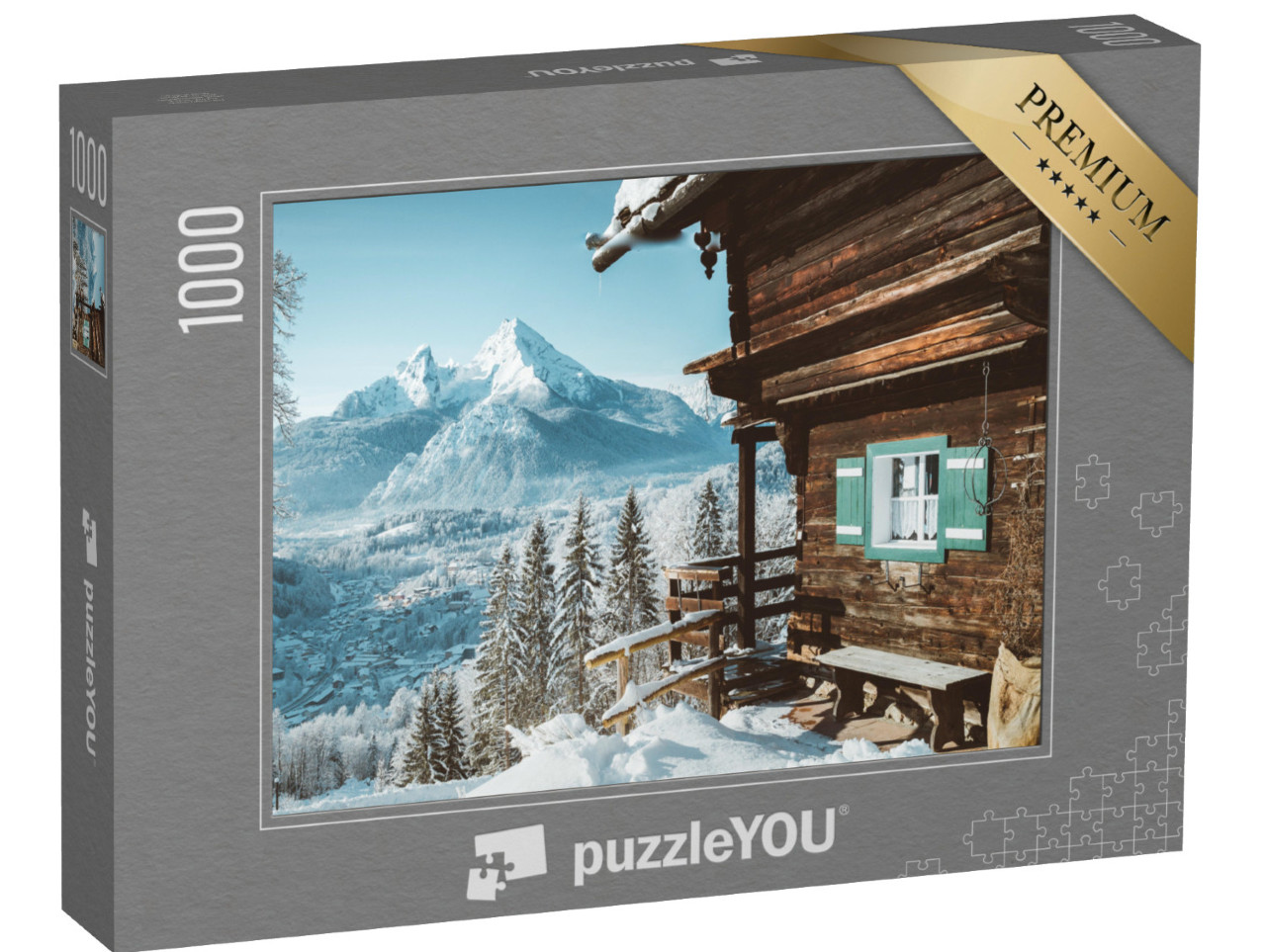 Puzzle 1000 Teile „Idyllische Berghütte in verschneiten Bergen“