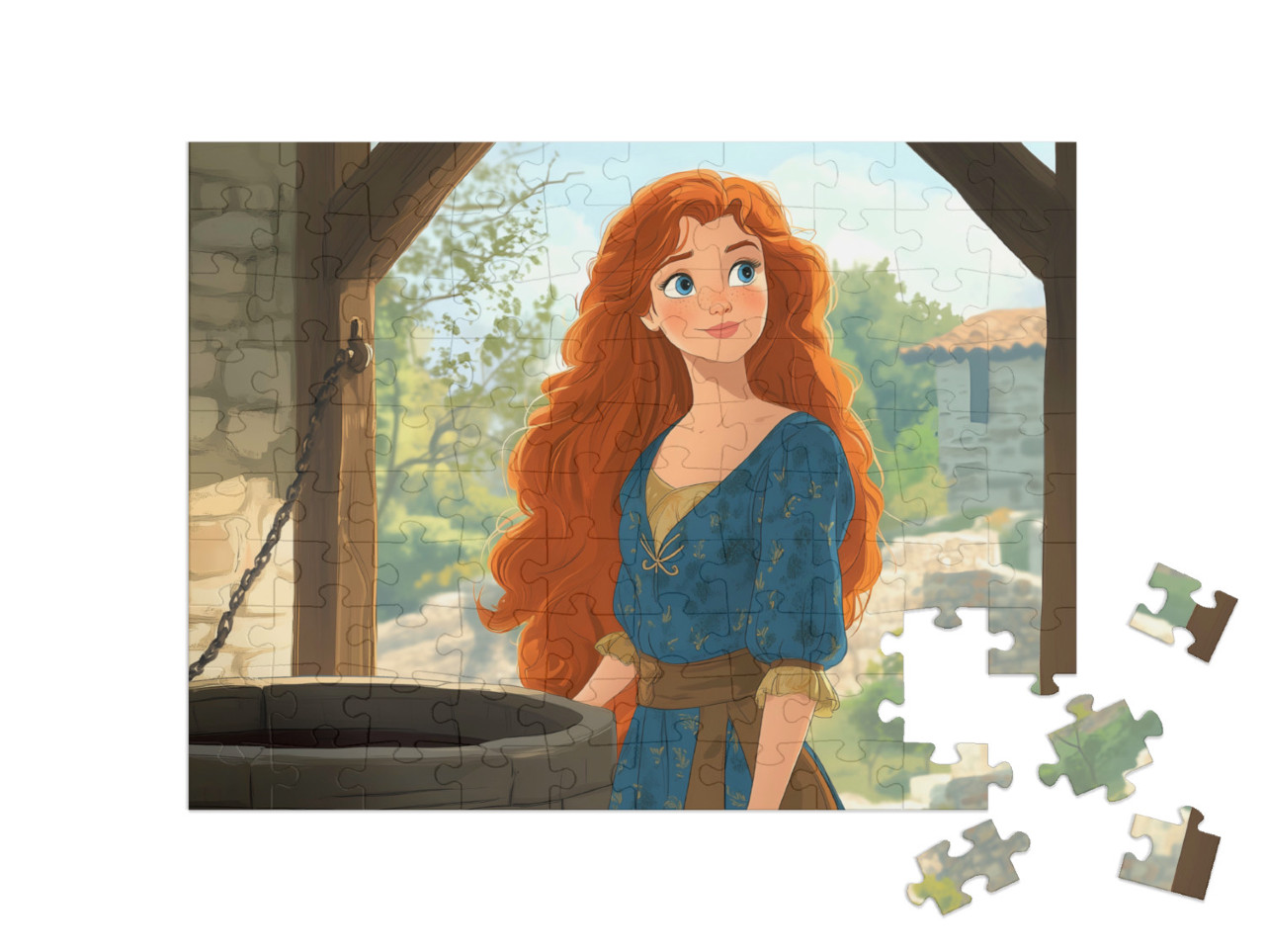 Puzzle 100 Teile „Die selbstlose Prinzessin hilft am Hof“