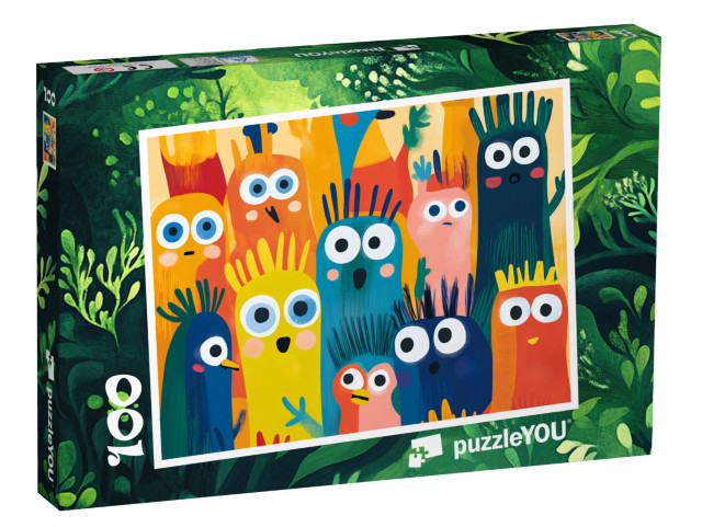 Puzzle 100 Teile „Die kunterbunte Monsterparade“