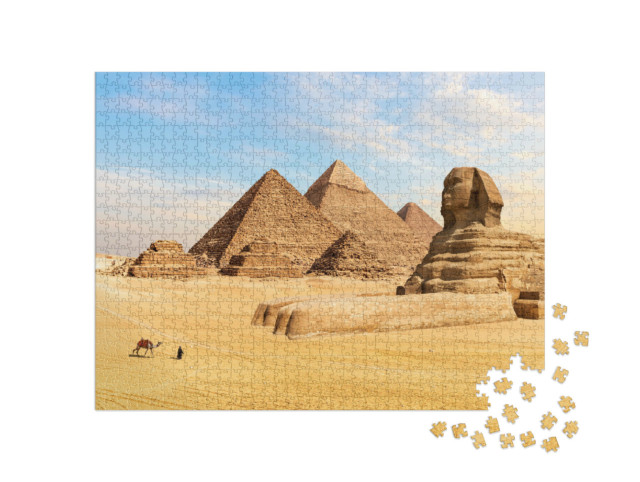 Puzzle 1000 Teile „Pyramiden von Gizeh und die Große Sphinx, Ägypten“