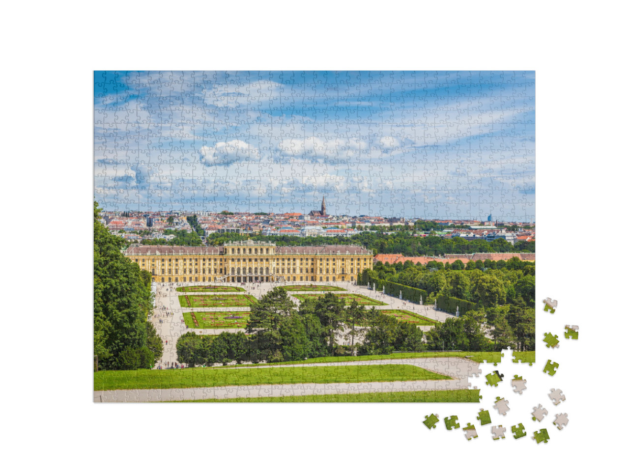 Puzzle 1000 Teile „Schlosses Schönbrunn mit dem Großen Parterregarten, Wien“