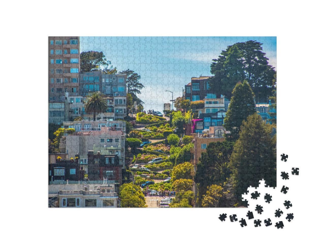 Puzzle 1000 Teile „Berühmte Lombard Street, San Francisco, Kalifornien, USA“