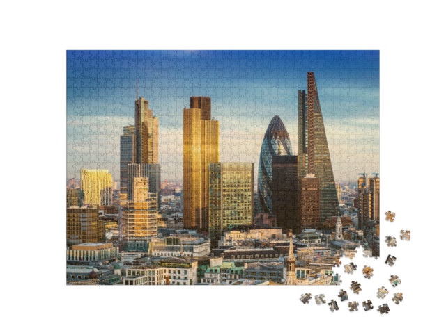 Puzzle 1000 Teile „Geschäftsviertel mit berühmten Wolkenkratzern, London, England“