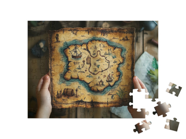 Puzzle 100 Teile „Das Piratenrätsel der sieben Meere“