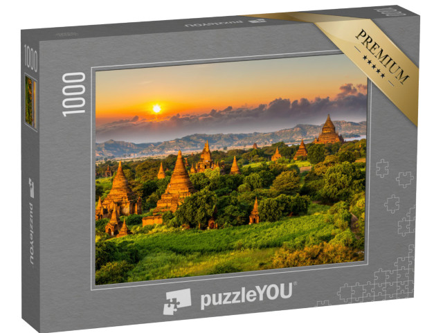 Puzzle 1000 Teile „Strahlend erleuchtete antike Tempel , Myanmar“