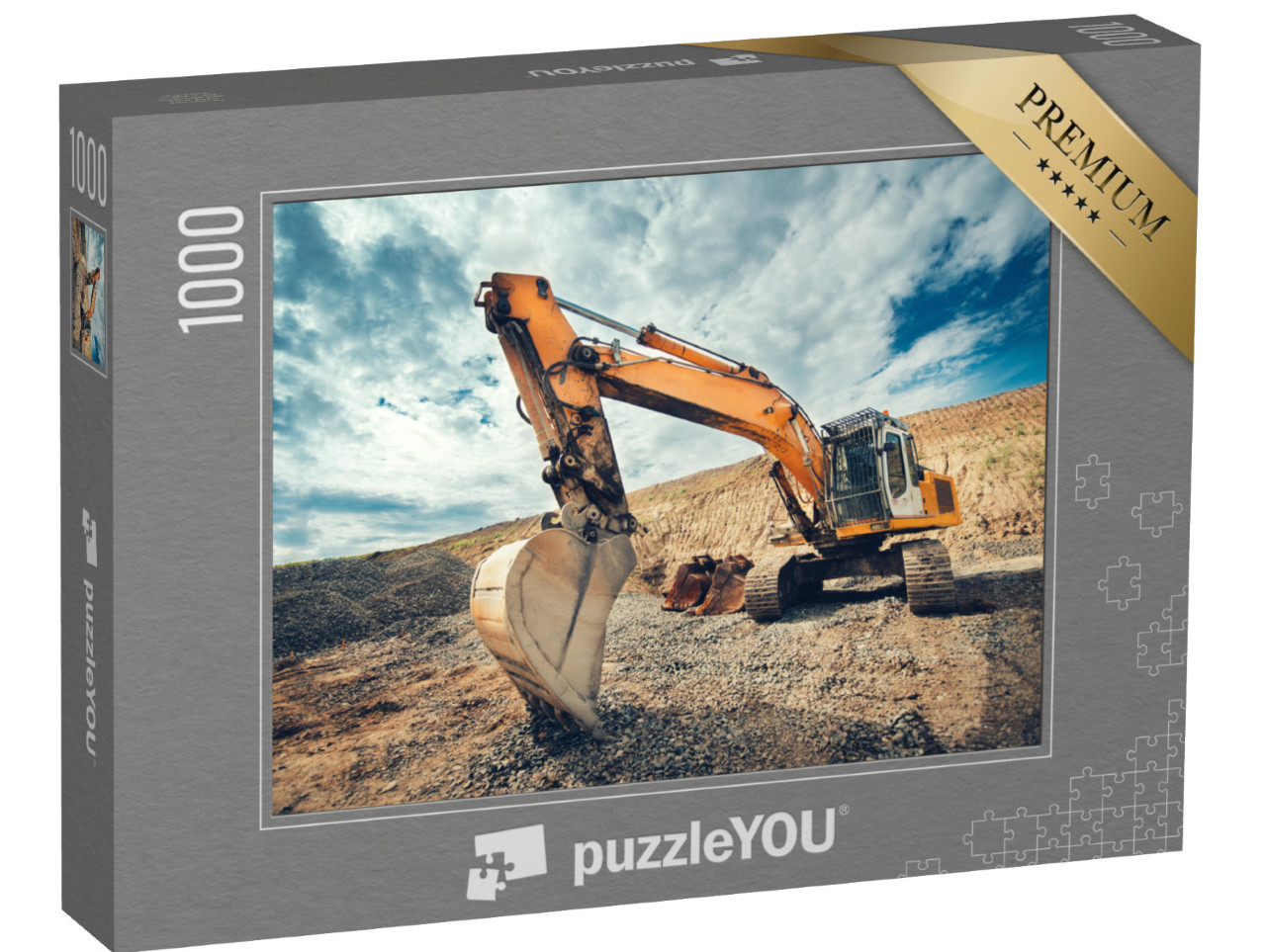 Puzzle 1000 Teile „Nahaufnahme eines Industriebaggers auf einer Baustelle“