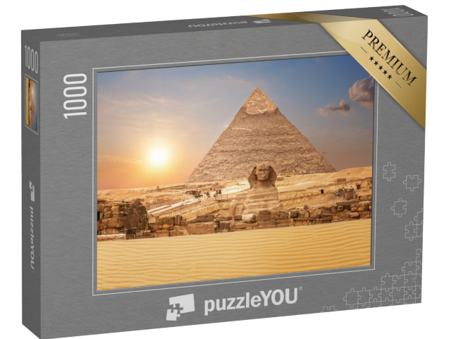 Puzzle 1000 Teile „Blick auf Sphinx und Pyramide, Ägypten“