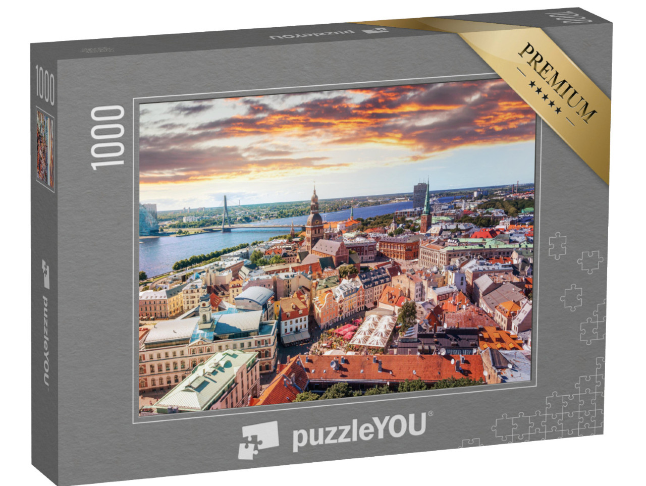 Puzzle 1000 Teile „Die Altstadt von Riga aus der Vogelperspektive“