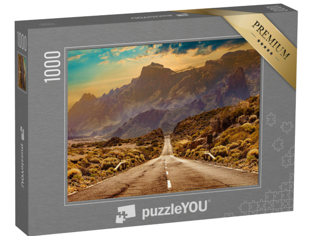 Puzzle 1000 Teile „Straße durch die malerische Landschaft im Naturpark Teneriffa“