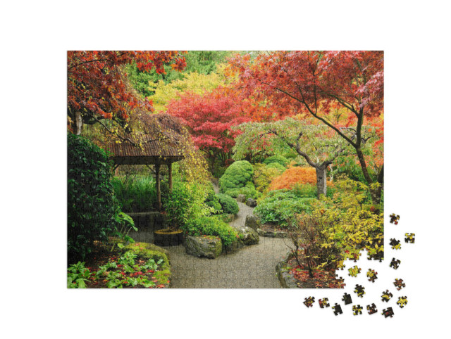 Puzzle 1000 Teile „Herbstlicher japanischer Garten in Vancouver Island, Kanada“