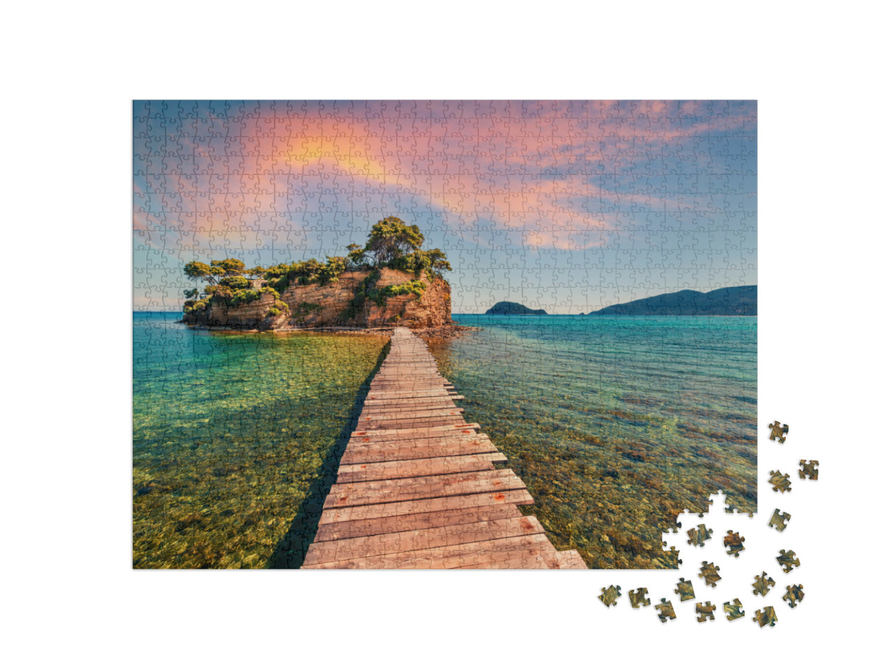Puzzle 1000 Teile „Sonnenaufgang auf Port Sostis“