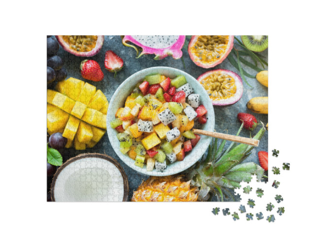 Puzzle 1000 Teile „Tropischer Obstsalat mit Mango und Pitaya“