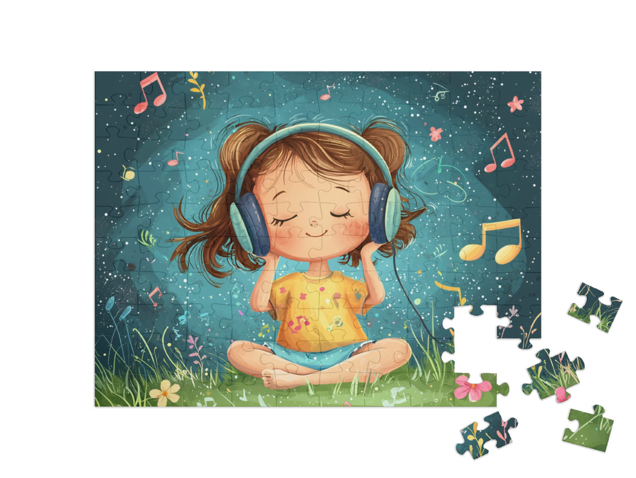 Puzzle 100 Teile „Eine Welt voller Musik“