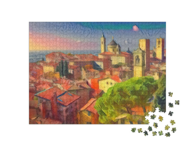 Puzzle 1000 Teile „im Kunst-Stil von Franz Marc - Bergamo, Lombardei, Italien - Puzzle-Kollektion Künstler & Gemälde“