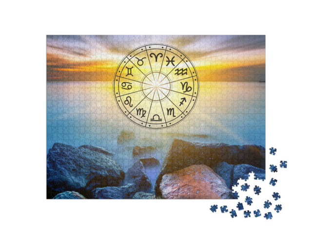 Puzzle 1000 Teile „Tierkreiszeichen innerhalb des Horoskopkreises“