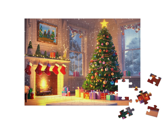 Puzzle 100 Teile „Der funkelnde Christbaum“