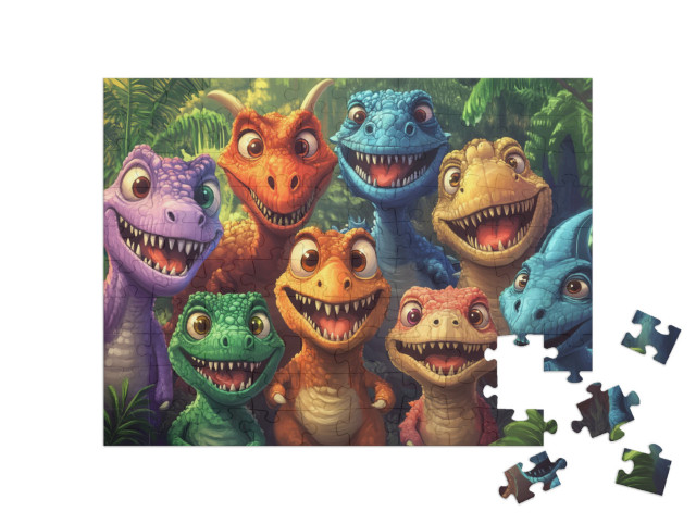 Puzzle 100 Teile „Das große Dinosaurier-Gruppenfoto“