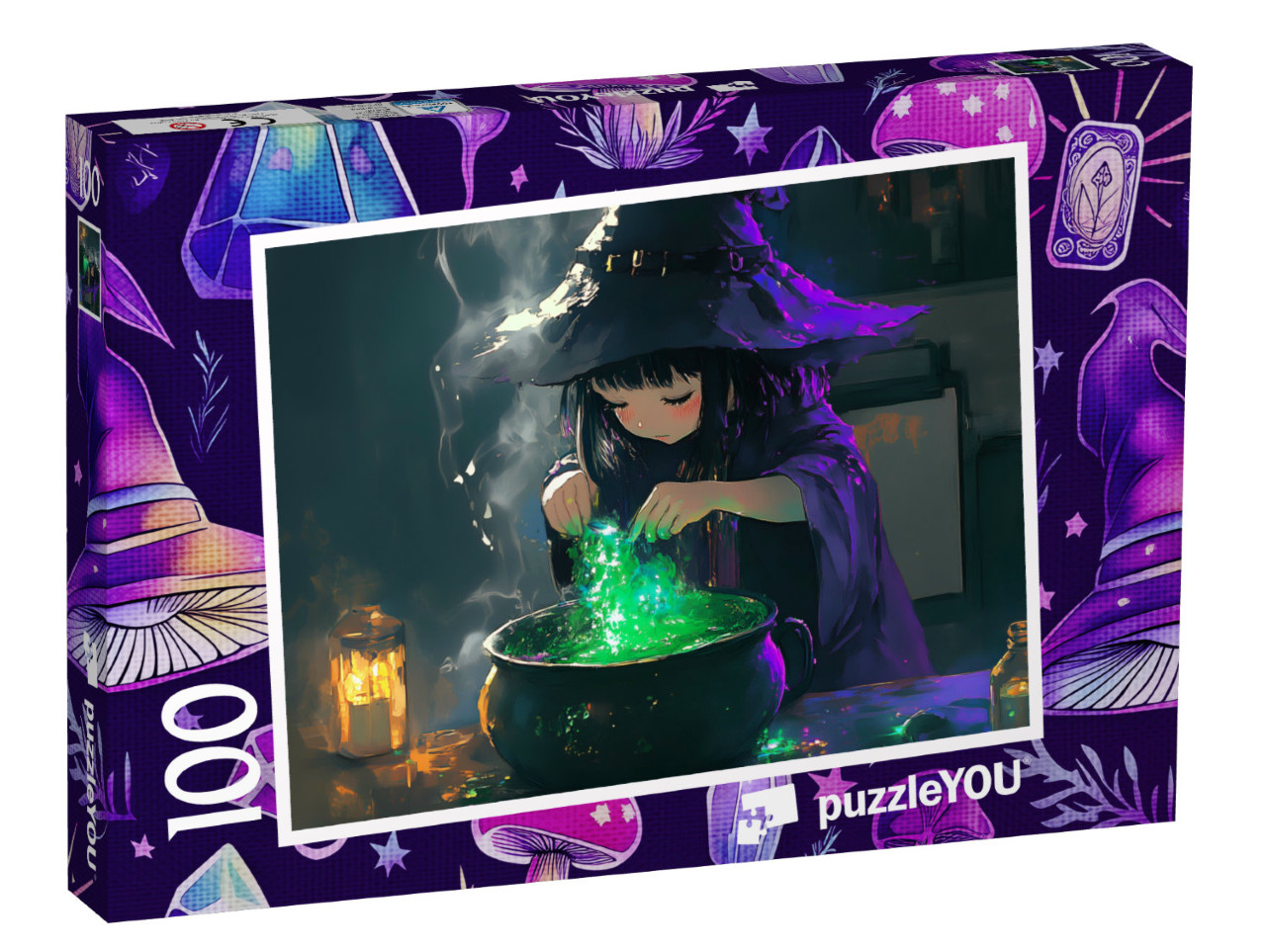 Puzzle 100 Teile „Es brodelt im Hexenkessel“