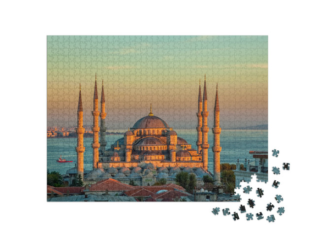 Puzzle 1000 Teile „Blaue Moschee bei Sonnenuntergang, Istanbul, Sultanahmet-Park“