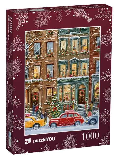 Puzzle 1000 Teile „Weihnachtlich geschmücktes New Yorker Stadthaus“