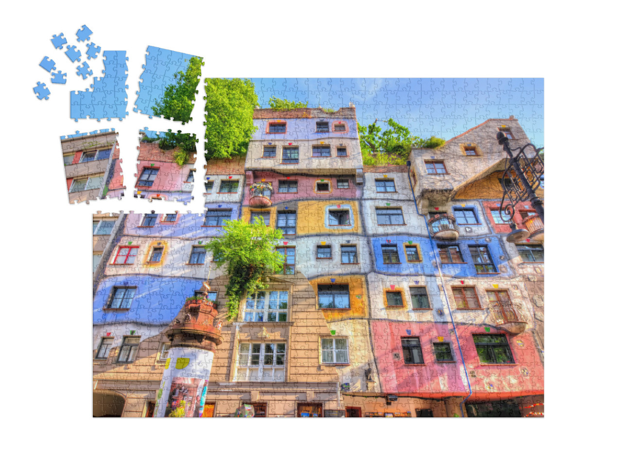 Puzzle „Hundertwasserhaus in Wien, Österreich“ | SMART SORTED® 1000 Teile