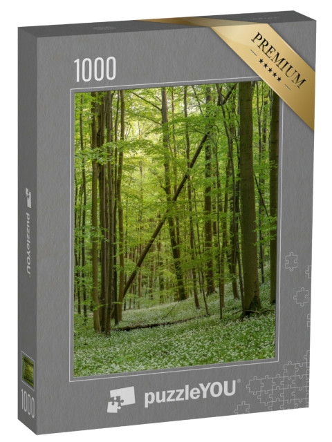 Puzzle 1000 Teile „Wilder blühender Bärlauch, Nationalpark Hainich, Thüringen“