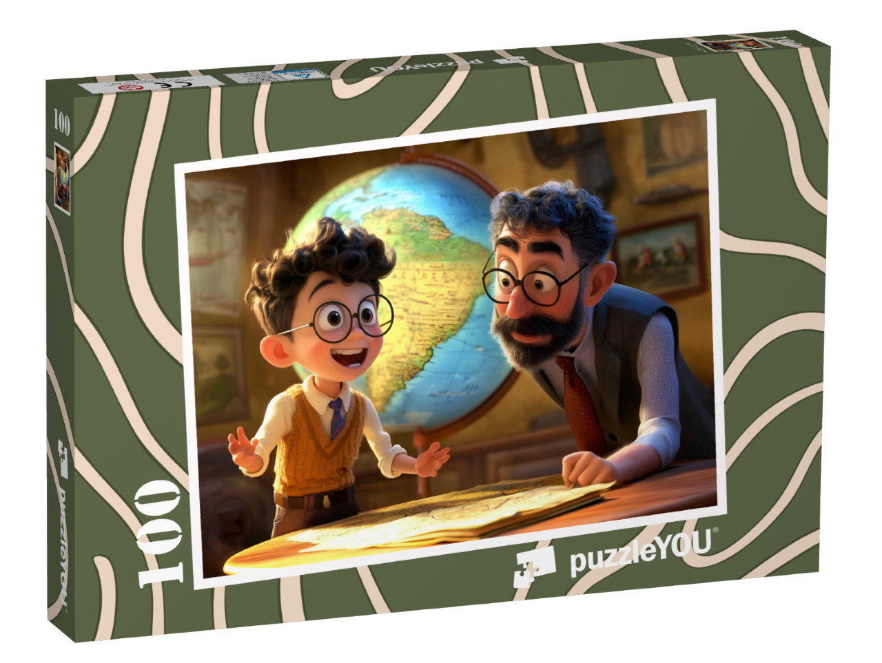 Puzzle 100 Teile „Die große Weltkarten-Expedition“