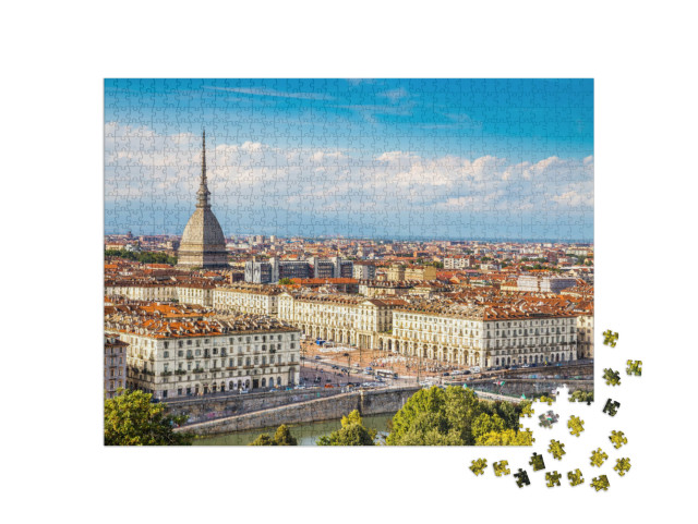 Puzzle 1000 Teile „Blick auf das Stadtzentrum von Turin, Italien“