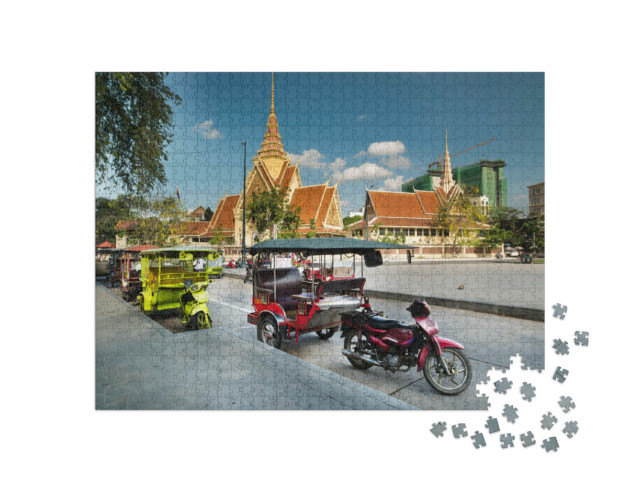 Puzzle 1000 Teile „Bunte Tuk Tuk Taxis, Kambodscha“