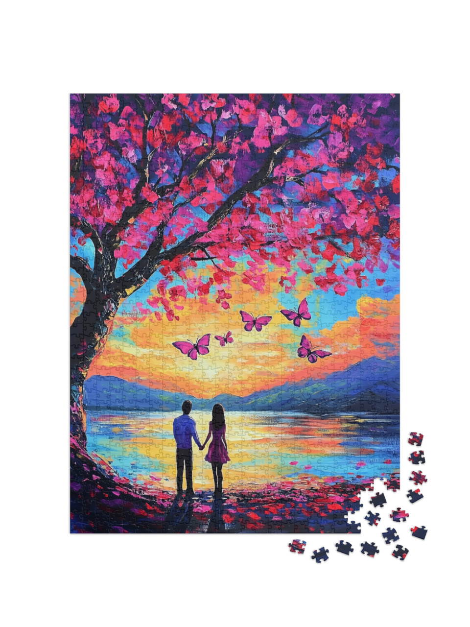 Puzzle 1000 Teile „Valentinstag und Schmetterlinge“