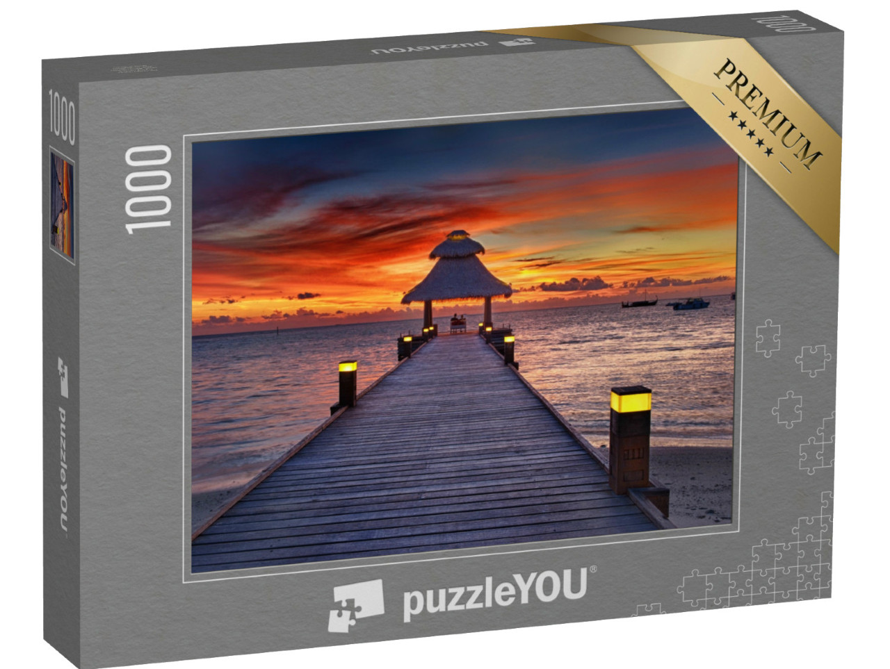 Puzzle 1000 Teile „Glühender Sonnenuntergang über dem Indischen Ozean, Malediven“
